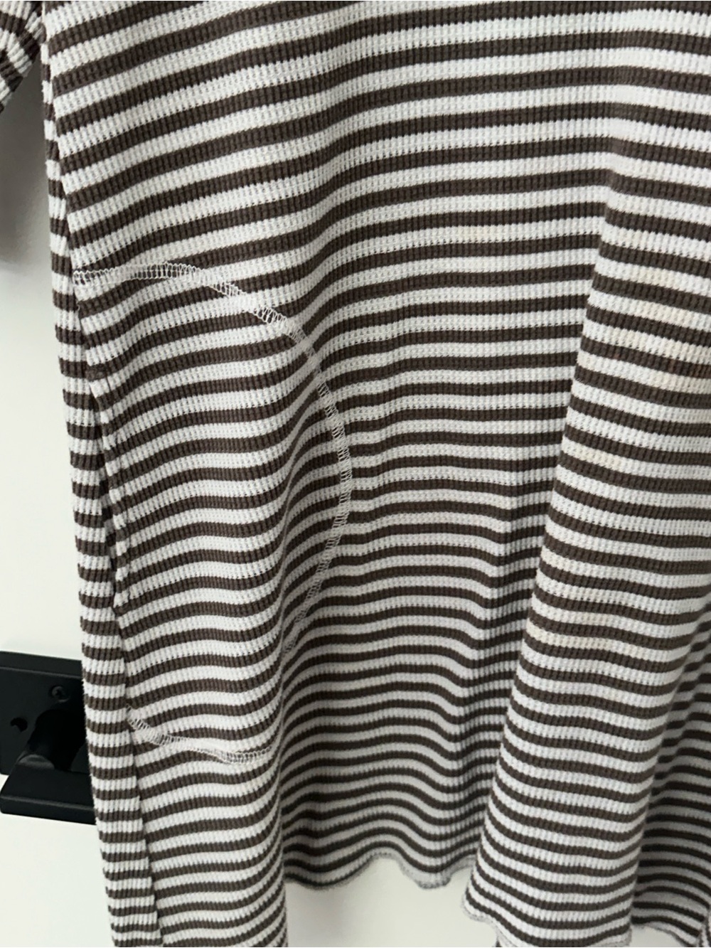 Allen Allen Brown And White Striped V-Neck Tunic View 4